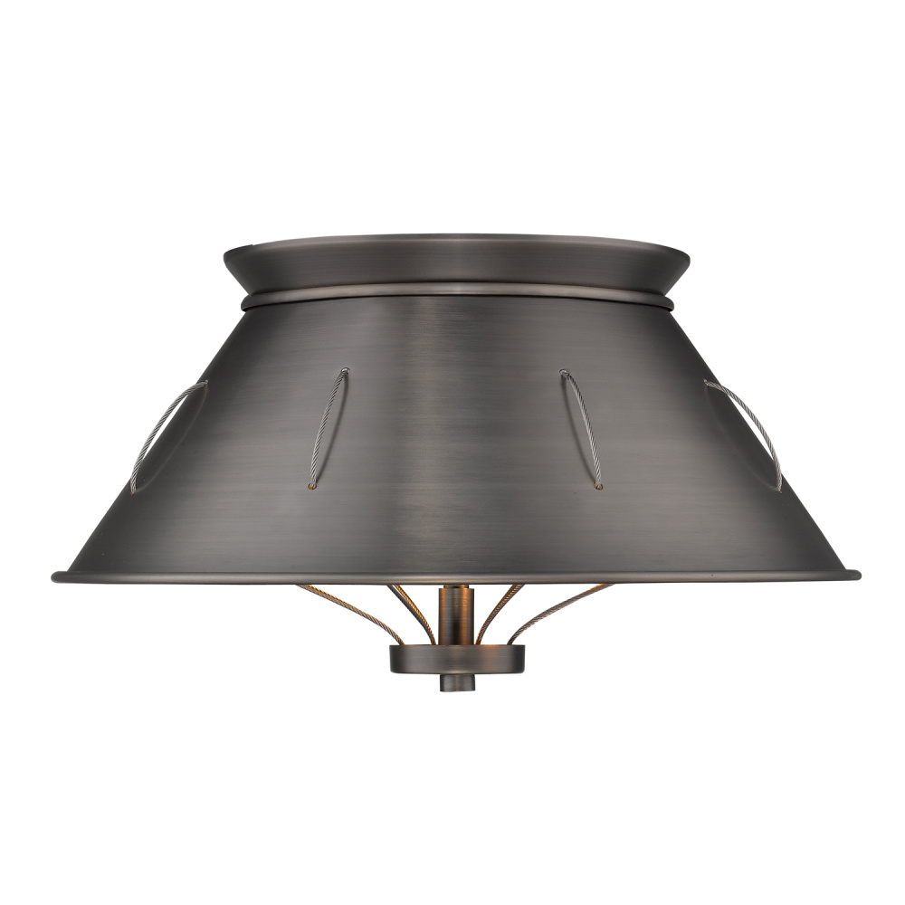 Golden Lighting Whitaker 2-light Flush Mount in Aged Steel